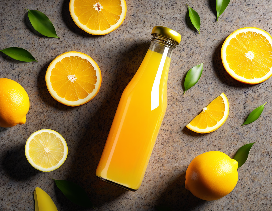 Fruit Juice with Stone Texture Background
